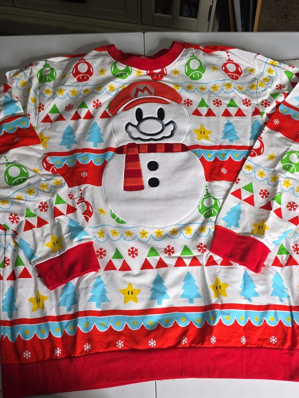 Nintendo Red Holiday Snowman Sweater